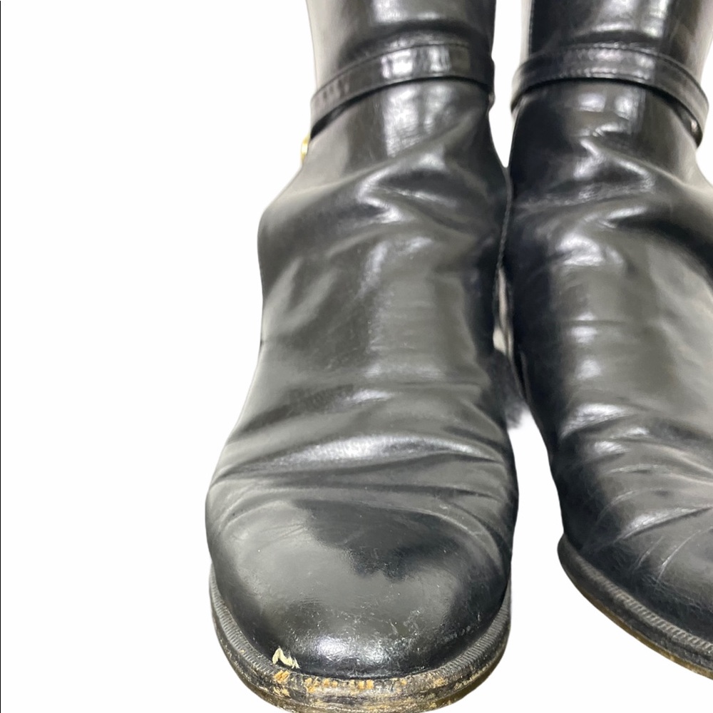 Salvatore Ferragamo heeled black boots gold buckle - Picture 7 of 12